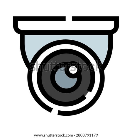 Dome security camera icon representing surveillance, safety, and crime prevention for home, office, and public spaces, ensuring constant monitoring and peace of mind with modern technology
