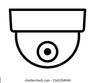 Cámara de vídeo de vigilancia de seguridad domo o circuito cerrado de televisión / circuito CCTV línea vectorial icono de aplicaciones y sitios web