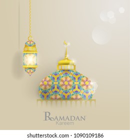 dome shape mosque with Islamic geometric ornament. illustrations for greeting cards, templates, banners and the importance of other graphics.