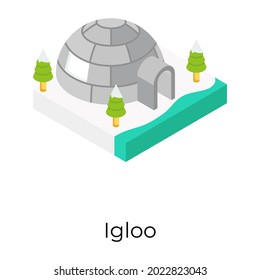 A dome shaped igloo house isometric icon 