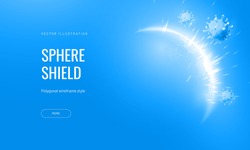 Dome Shield Geometric Vector Illustration On A Blue Background. Bubble Shield Futuristic For Protection In An Abstract Glowing Style. Landing Page And Cover In Tech Style
