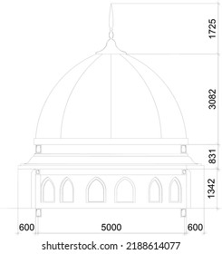 dome sketches designed with dimensions and notations