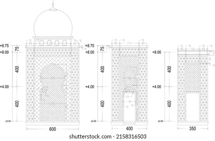 dome sketches and ornaments on mosques