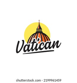 Dome Of St Peter's Basilica Vatican, Italy Logo Icon, Symbol. Vector Logo Template.