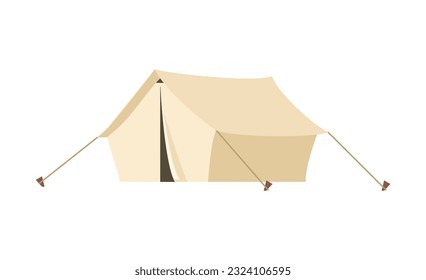 Dome tent, cartoon flat vector illustration isolated on white background. Camping and hiking equipment. Campsite shelter tent. Concepts of adventure and nature exploration.