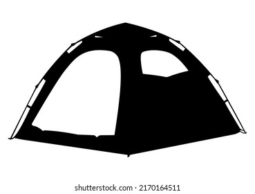 Dome Tent Icon, Travel Hiking Camping Tent Silhouette Vector Illustration.