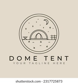 dome tent outdoor line art logo design with moon and star minimalist style logo vector illustration design svg