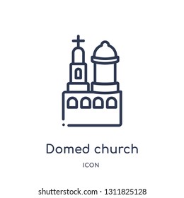 domed church icon from monuments outline collection. Thin line domed church icon isolated on white background.
