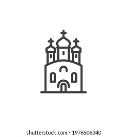 Сhurch with domes line icon. linear style sign for mobile concept and web design. Cathedral church outline vector icon. Symbol, logo illustration. Vector graphics