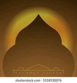 the domes of the mosque behind the moonlight. ramadan greeting card