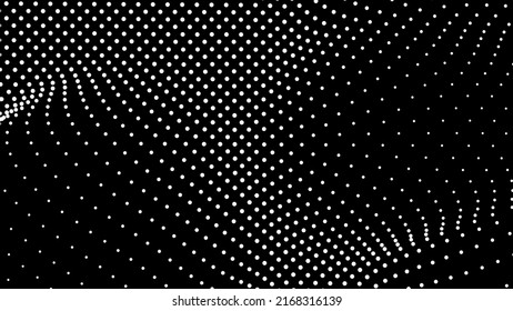 Dome-shaped protrusion part seine by stretching mesh for the illusion three-dimensional deformation of the surface. Screen media video trippy. Mesh LCD display. Scale size different hole space