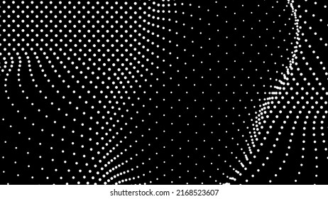 Dome-shaped protrusion part seine by stretching mesh for the illusion three-dimensional deformation of the surface. Screen media video trippy. Mesh LCD display. Scale size different hole space