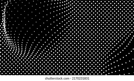 Dome-shaped protrusion part seine by stretching mesh for the illusion three-dimensional deformation of the surface. Screen media video trippy. Mesh LCD display. Scale size different hole space