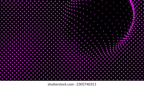 Dome-shaped protrusion part seine by stretching mesh for the illusion three-dimensional deformation of the surface. Screen media video trippy. Mesh LCD display. Scale size different hole space