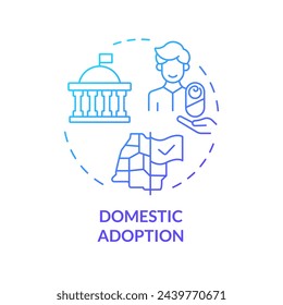 Domestic adoption blue gradient concept icon. Adopting newborn from home country. Legal process. Adoption agency service. Round shape line illustration. Abstract idea. Graphic design. Easy to use