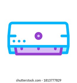 Domestic Air Conditioner Vector Thin Line Icon. Fixed Central Control Unit Conditioner Electronic Technology Cooling Device Inside Linear Pictogram. Conditioning Maintenance Illustration