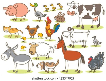 Domestic animal kids drawing