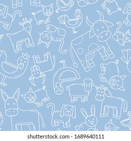 Domestic animal - Vector background (seamless pattern) of pets for graphic design