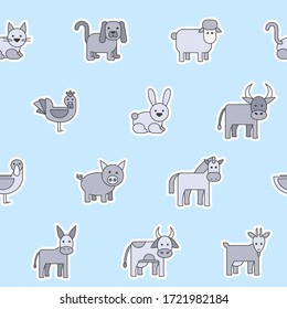 Domestic animal - Vector color background (seamless pattern) of pets for graphic design