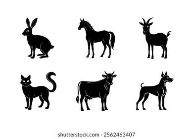 Domestic Animal Vector Silhouettes pack.