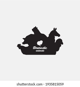 Domestic animals farm vector logo