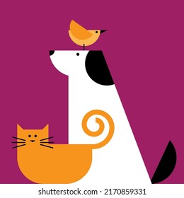 Domestic Animals - Minimalist Funny Illustration