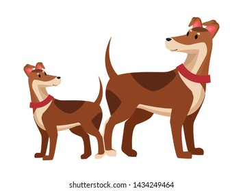 domestic animals and pet with dog and puppy icon cartoon vector illustration graphic design