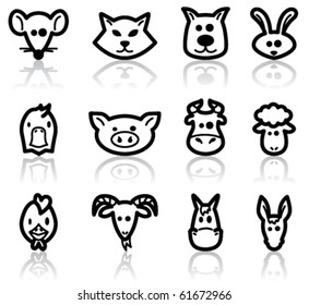 Domestic animals set, vector illustration