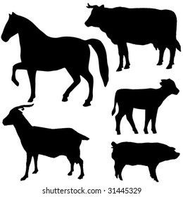 domestic animals silhouettes