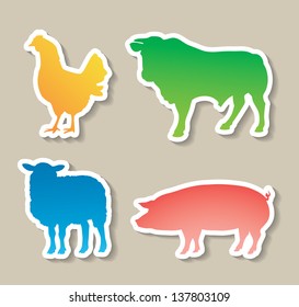 Domestic animals stickers - vector illustration