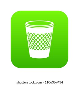 Domestic bin icon green vector isolated on white background