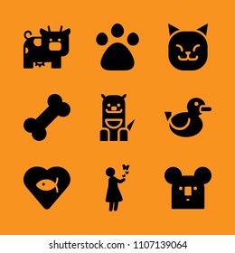 domestic, brown, cuddly and osteoporosis icon set. Vector illustration for web and design.