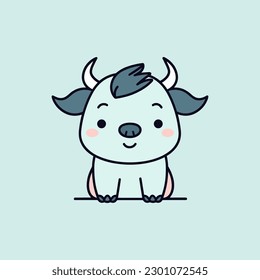 Domestic Buffalo cute kawaii cartoon illustration