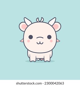 Domestic Buffalo cute kawaii pig cartoon illustration