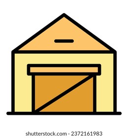 Domestic building icon outline vector. Farm cow. Animal milk color flat
