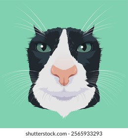 Domestic Cat with Adorable Expression, Vector Illustration