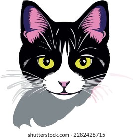 domestic cat head vector drawing