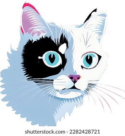 domestic cat head vector drawing