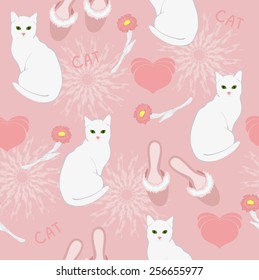 Domestic cat and pink background