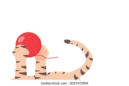 The domestic cat is played with a ball of thread.