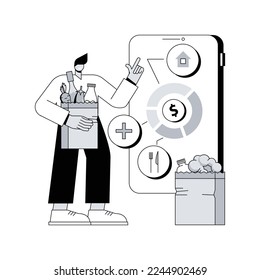 Ilustración vectorial de concepto abstracto de consumo interno. Consumo interno bruto de recursos, distribución local, economía, uso interno, productos vendidos dentro de la metáfora abstracta del país.
