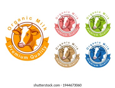 Domestic cow head as milk sign, logo vector