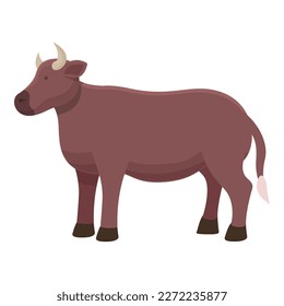 Domestic cow icon cartoon vector. Cattle farm. Eat grass