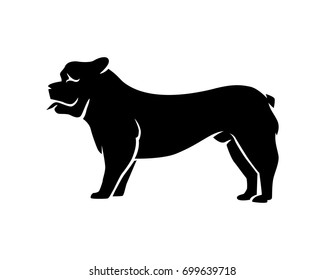 Domestic Cute Happy Dog Pet Bulldog Doggy Silhouette Profile Vector