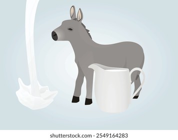 Burro doméstico com leite. ilustração vetorial