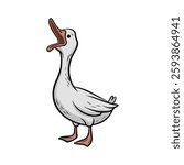 Domestic Duck Quacking vector art illustration