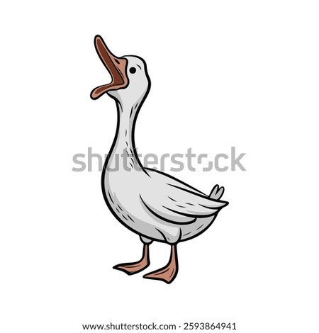Domestic Duck Quacking vector art illustration