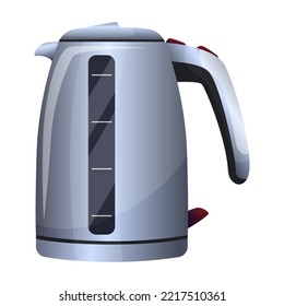 Domestic electrical device stainless kettle isolated on white background. House hold electronic appliance. Water boil maker. Collection realistic flat style mockups home appliance. Vector illustration