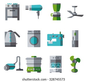 Domestic Equipment colored icons with half shadow