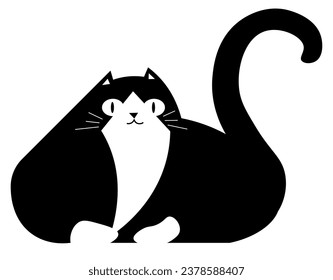 Domestic feline animal, isolated friendly companion, pet laying or sitting. Portrait of cat with long tail and curious muzzle. Purring kitty, small kitten or grown pussycat. Vector in flat style